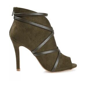 Journee Collection Samara Booties Olive Peep Toe - Size 7.5